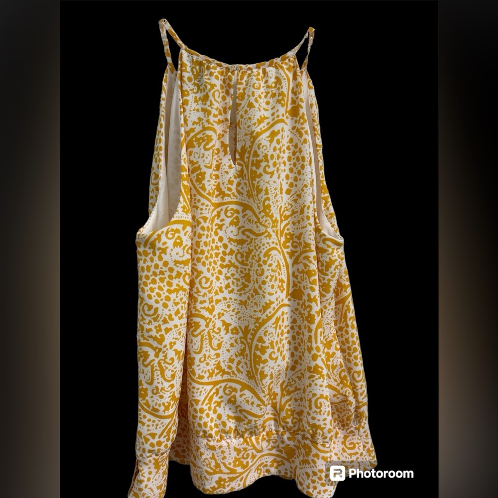 Ann Taylor petite 100% polyester fully lined top with 3snap band around hips